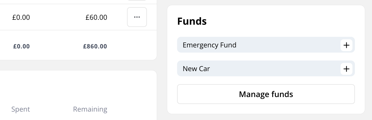 Screenshot showing adding a fund to a budget