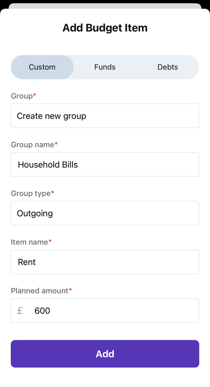 Screenshot showing adding an outgoing group and item