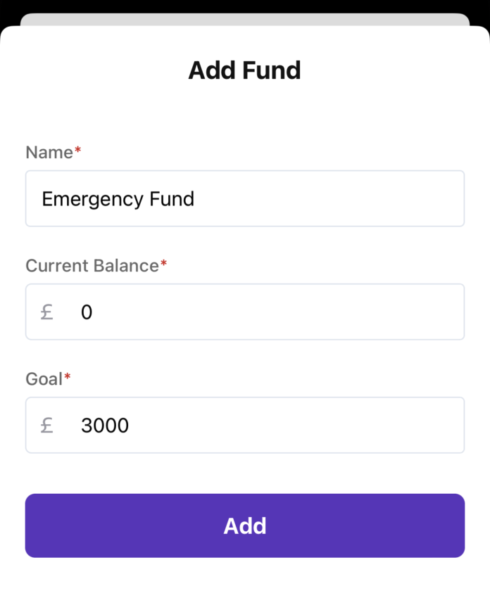 Screenshot showing creating a fund
